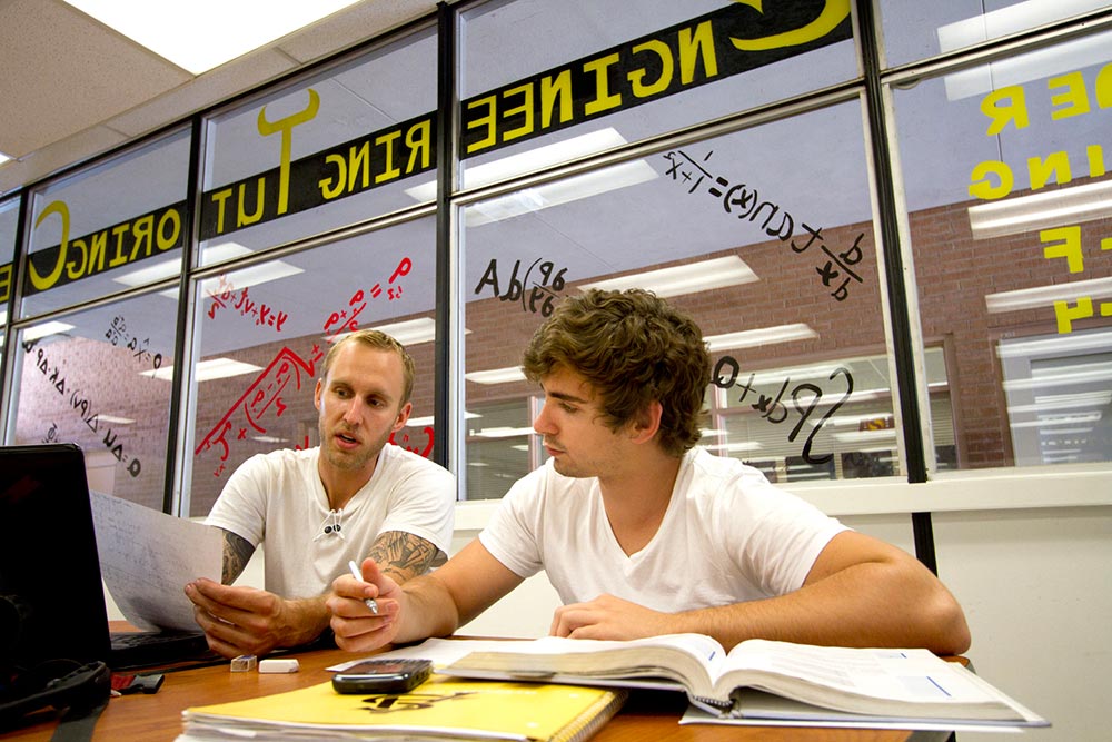 Students study in the tutoring center