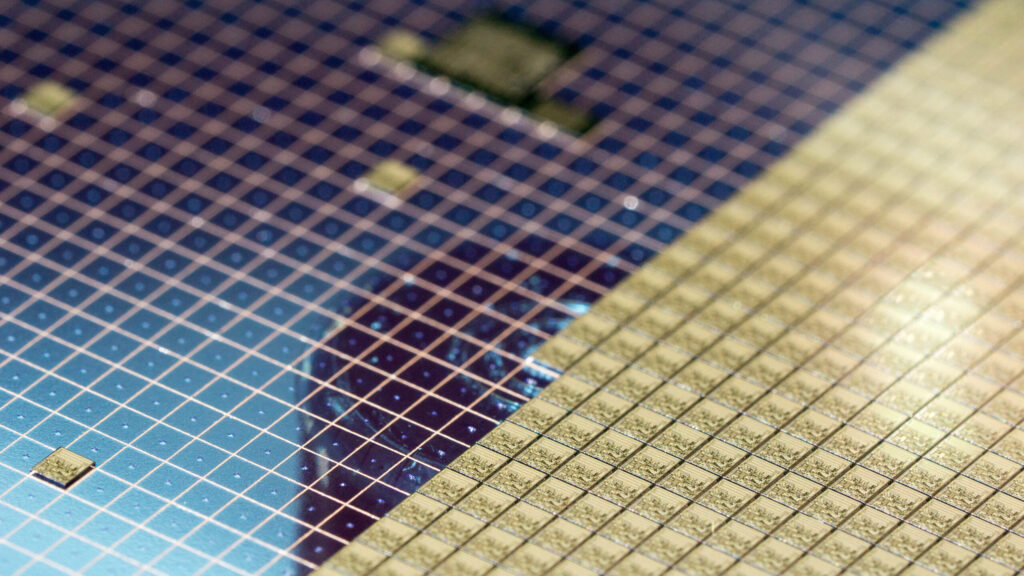 Close-up shot of silicon semiconductor