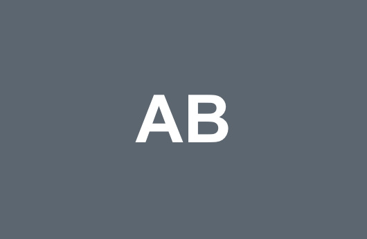 Grey rectangle with initials "AB" on it