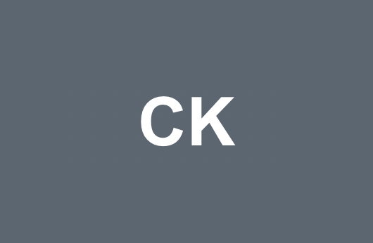 Grey square with initials "CK" in it