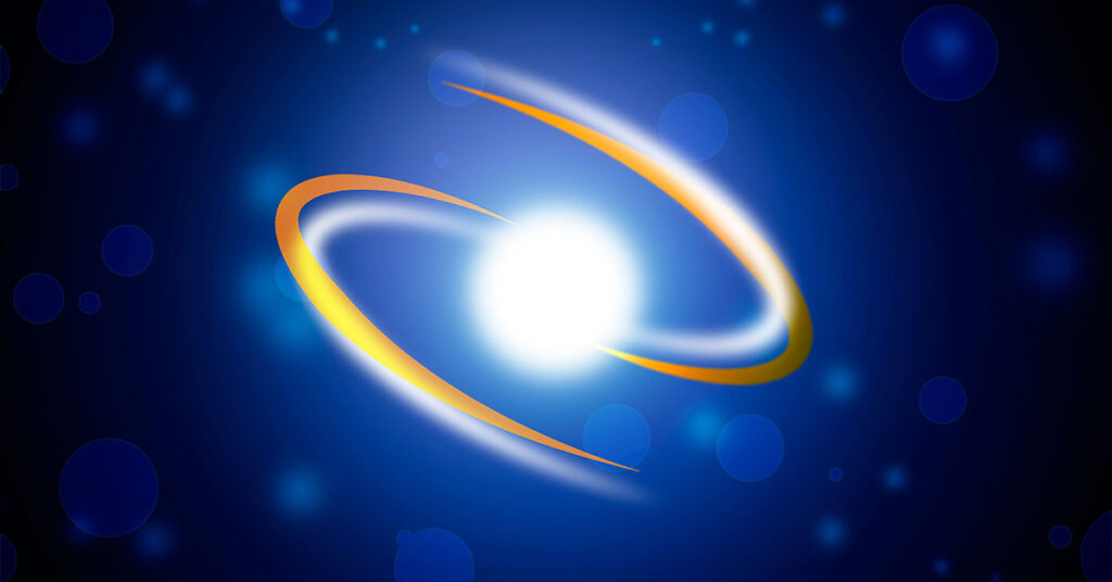 An active electron with two tails swirling around